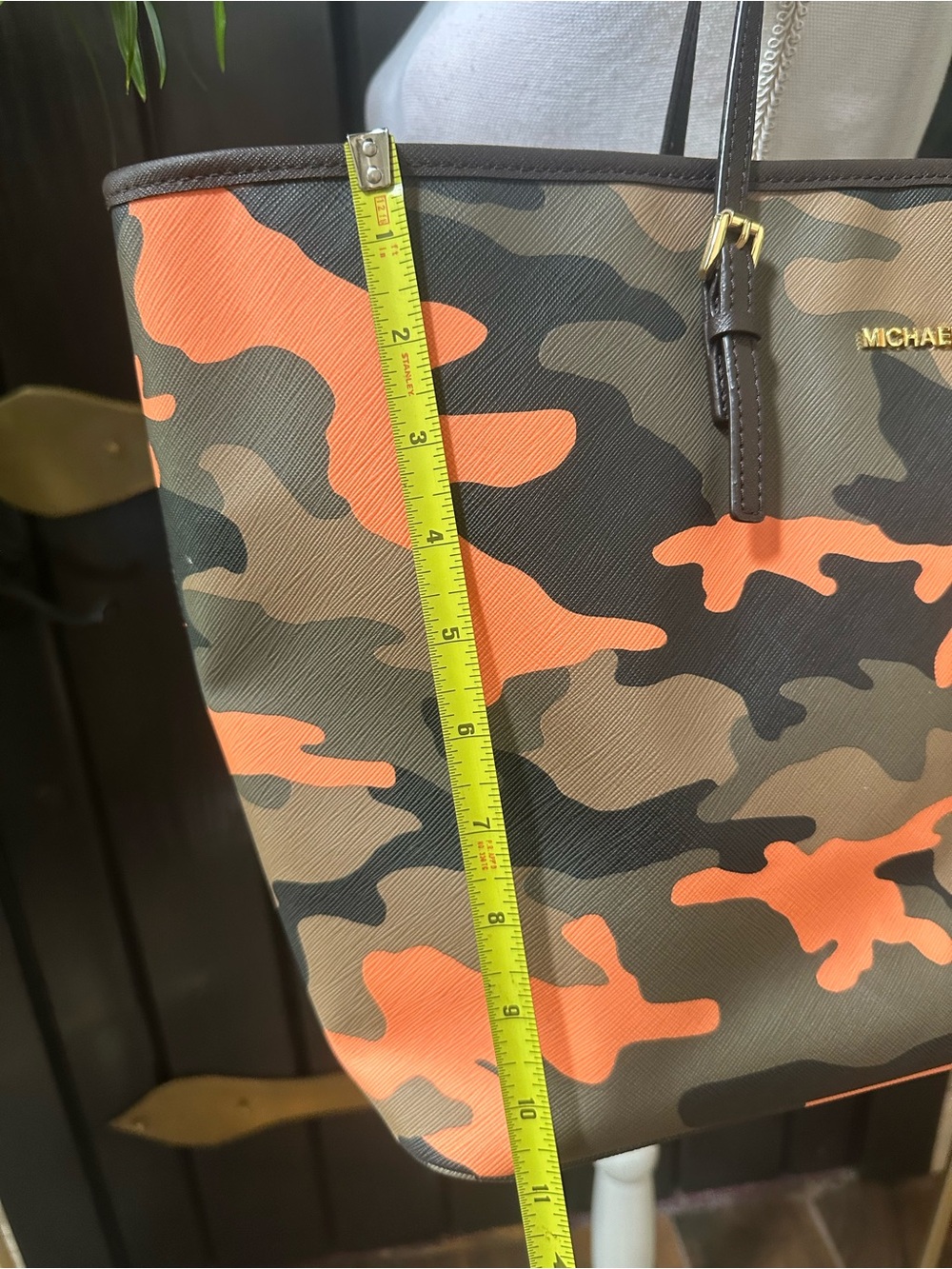 Unused MICHAEL KORS JET SET TRAVEL TOTE SHOULDER BAG POPPY CAMOUFLAGE ORANGE XL - Picture 4 of 11